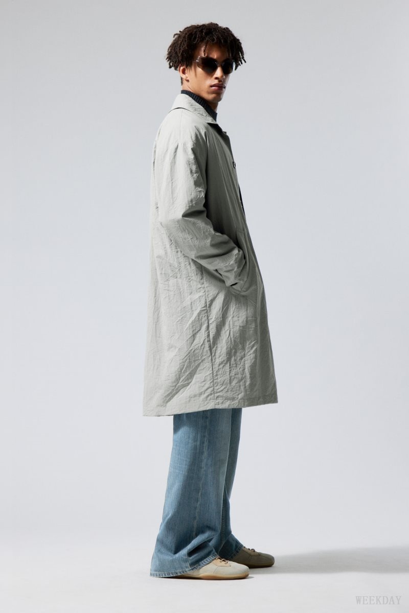 Grey Weekday Matty Oversized Nylon Coat | AFKE3564