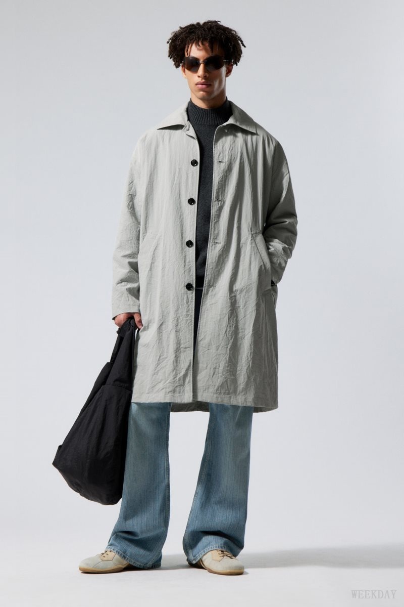 Grey Weekday Matty Oversized Nylon Coat | AFKE3564