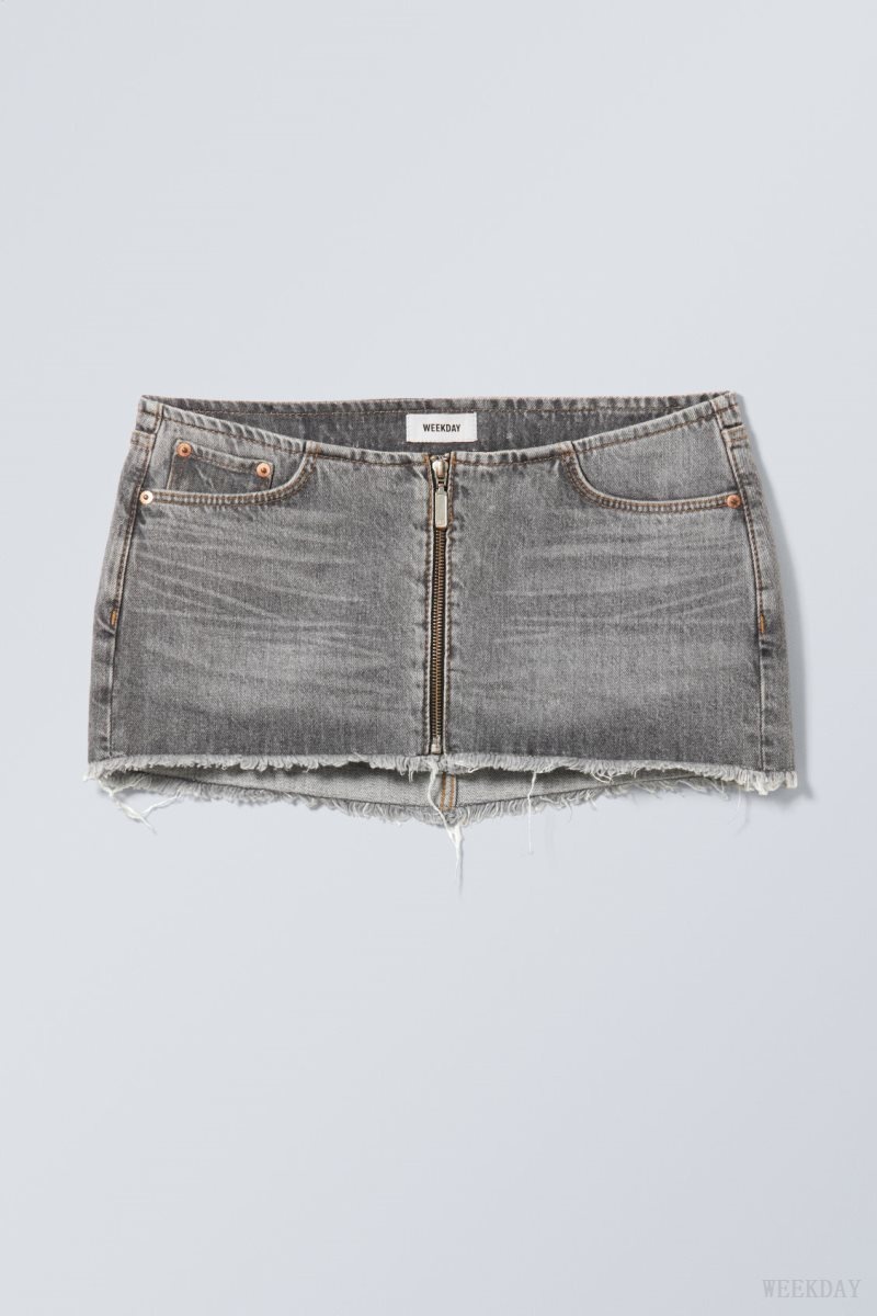 Grey Weekday Ontario Denim Mini Skirt | JMMQ0187