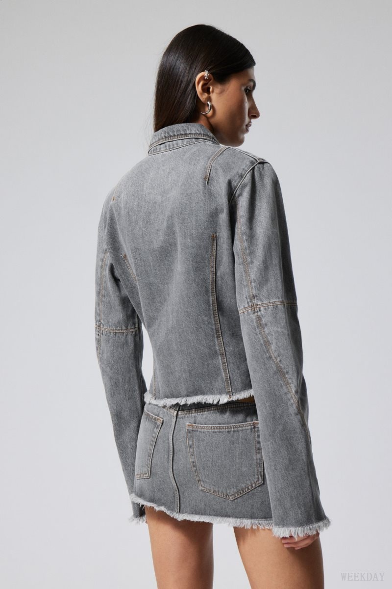 Grey Weekday Ontario Denim Zip Jacket | PQRS4930