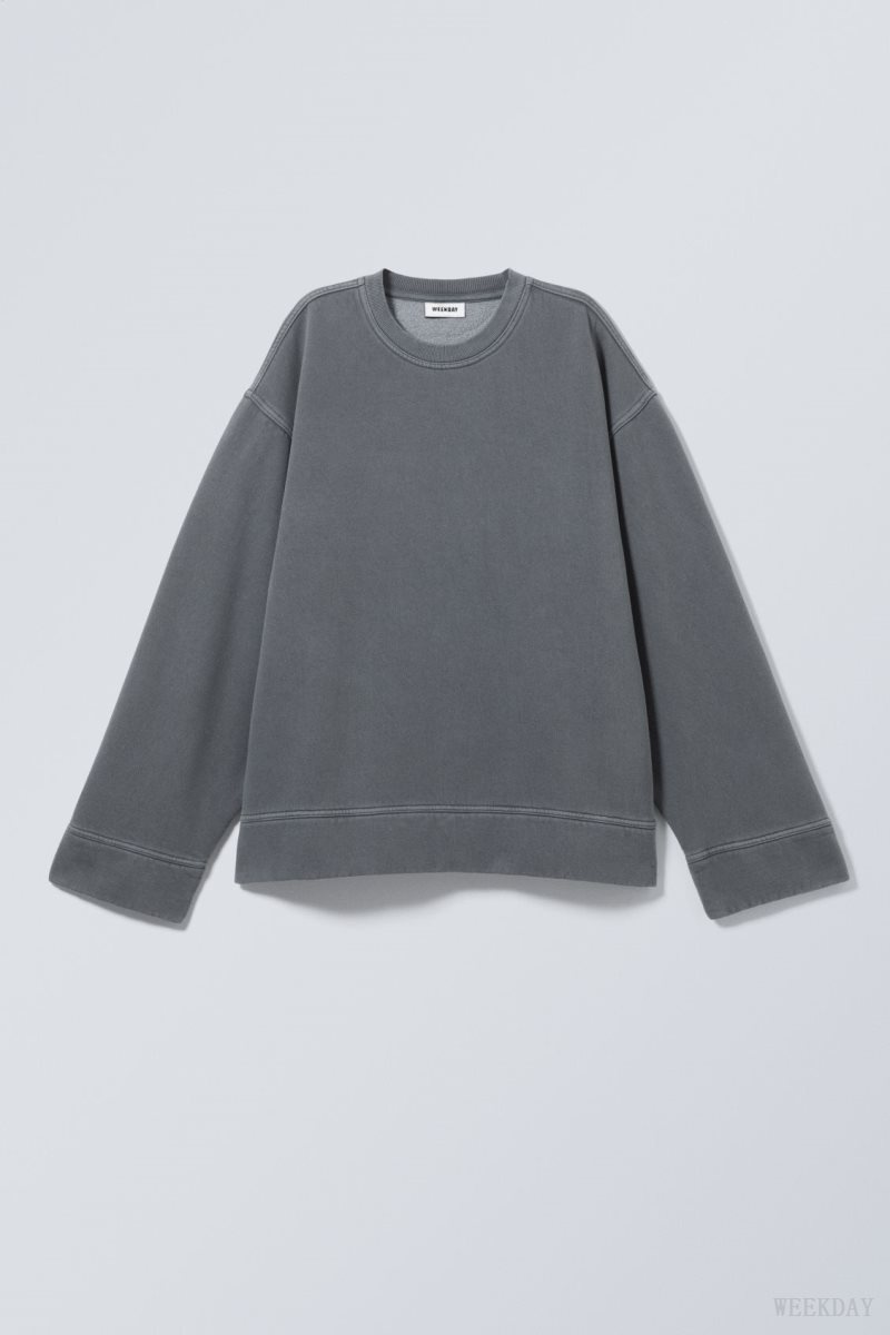 Grey Weekday Oversized Heavyweight Sweatshirt | BCMJ8576