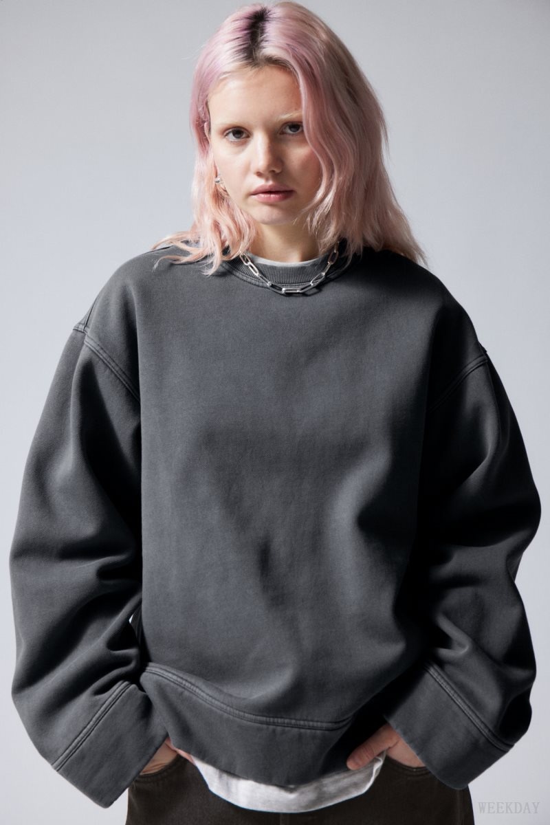 Grey Weekday Oversized Heavyweight Sweatshirt | BCMJ8576