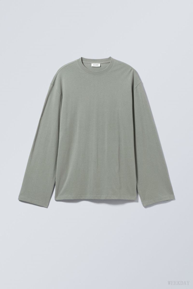 Grey Weekday Oversized Long Sleeve T-shirt | ONWK8944