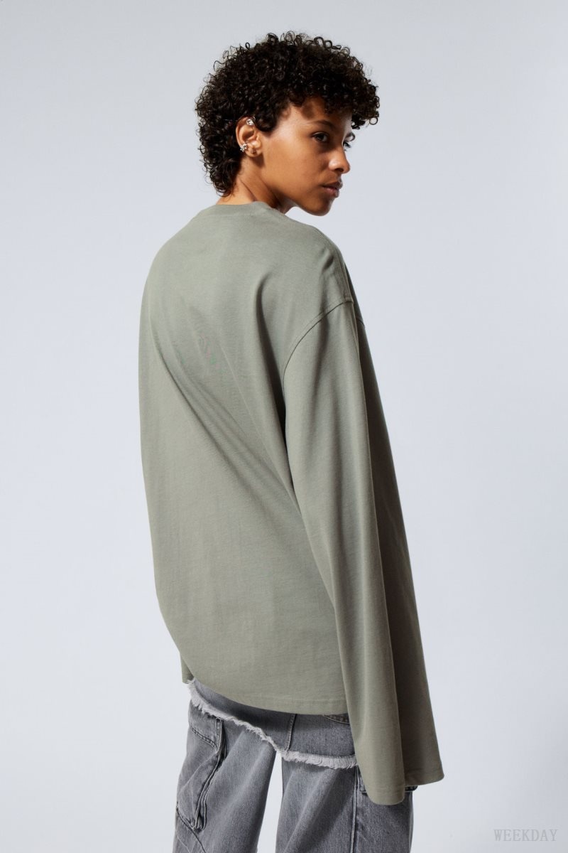 Grey Weekday Oversized Long Sleeve T-shirt | ONWK8944