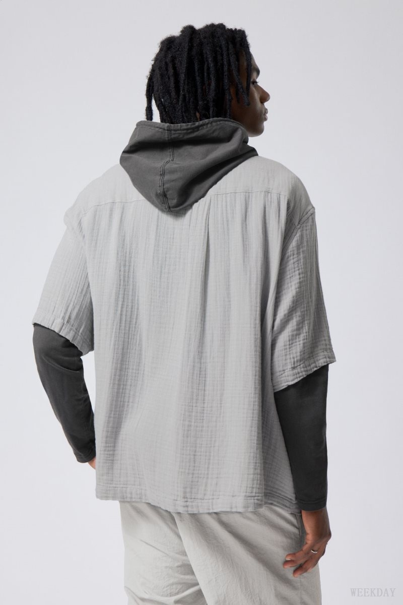 Grey Weekday Oversized Structured Short Sleeve Shirt | KZSP6143