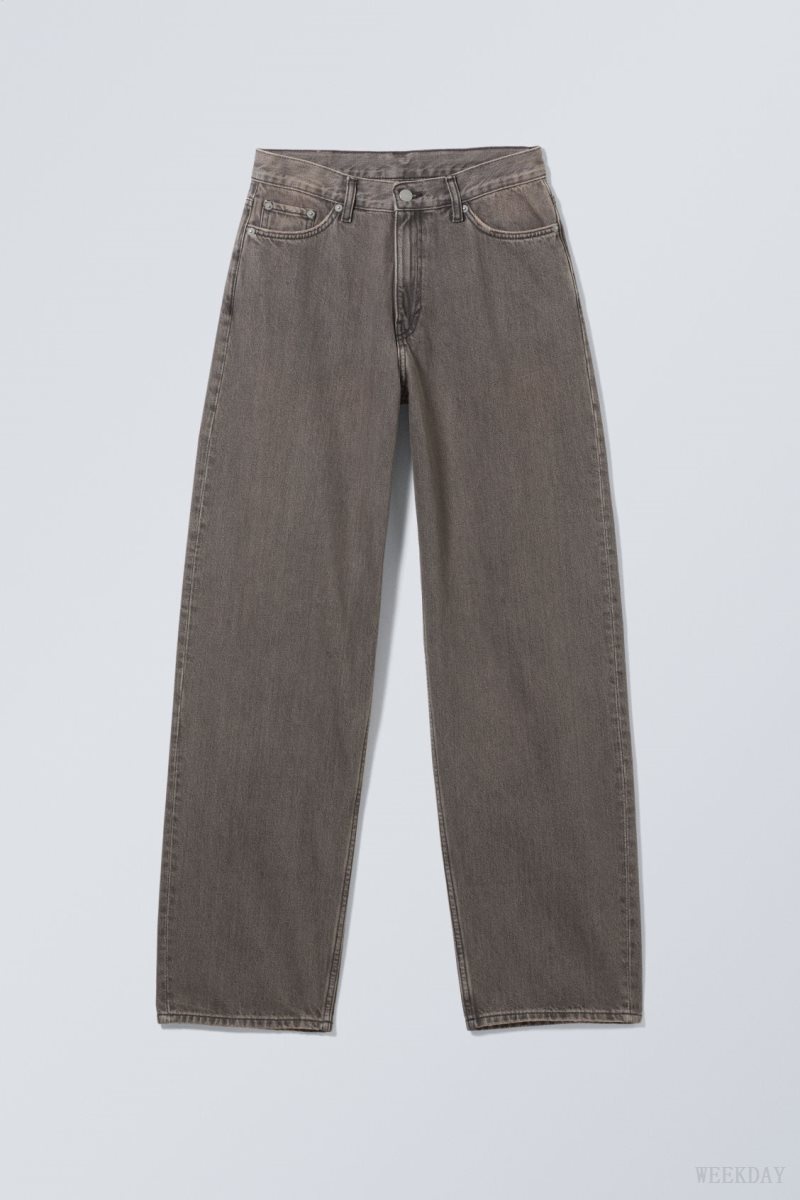 Grey Weekday Rail Mid Loose Straight Jeans | ANIR4766