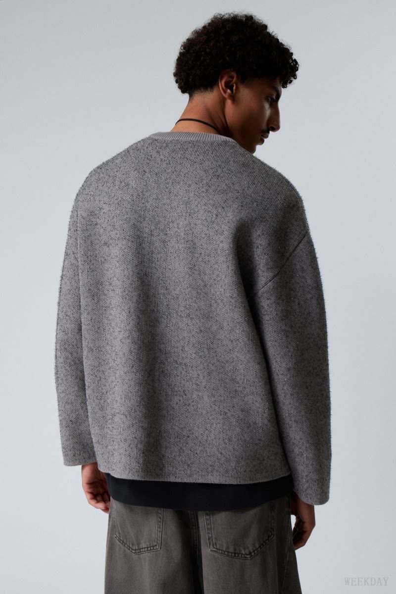 Grey Weekday Teo Oversized Jacquard Knitted Sweater | AVRN2604