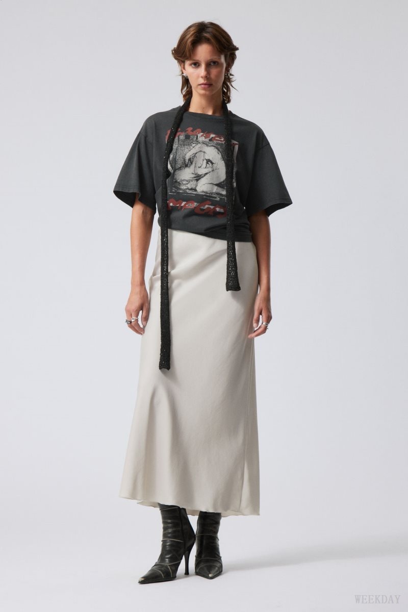 Grey Weekday Trace Pull On Satin Skirt | YCED6700