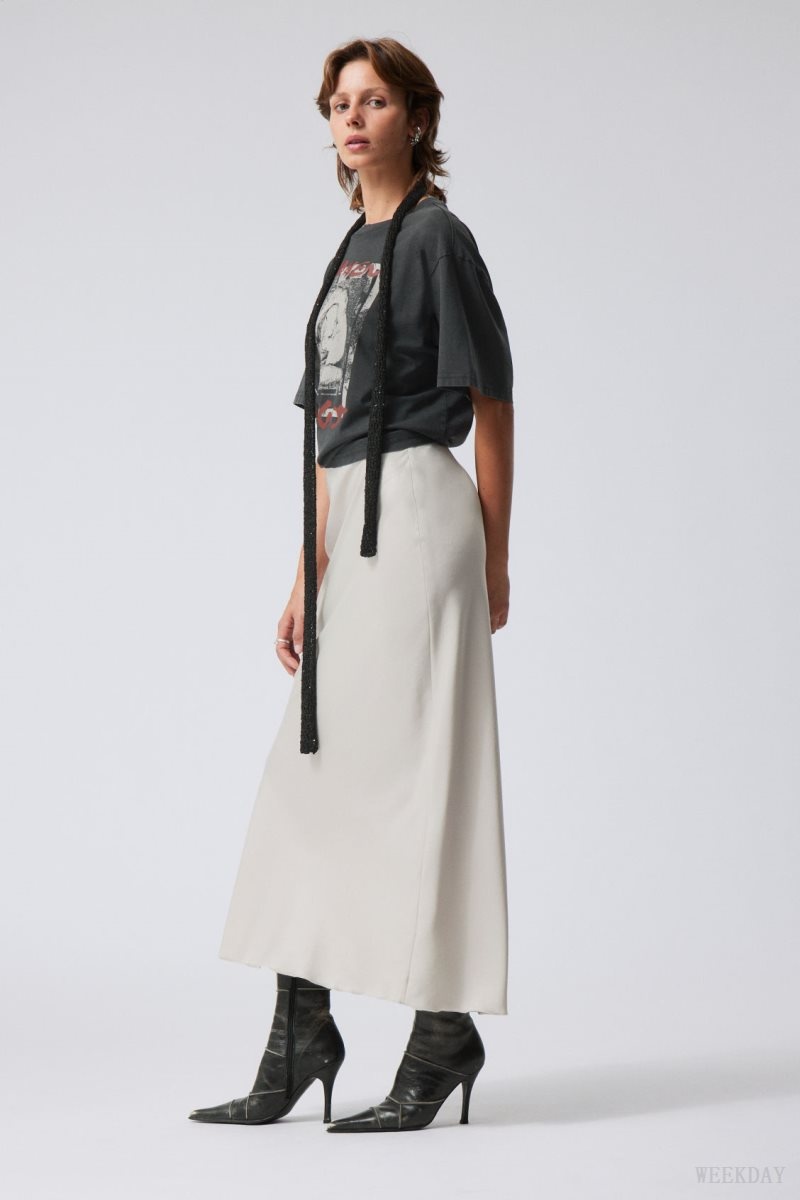 Grey Weekday Trace Pull On Satin Skirt | YCED6700