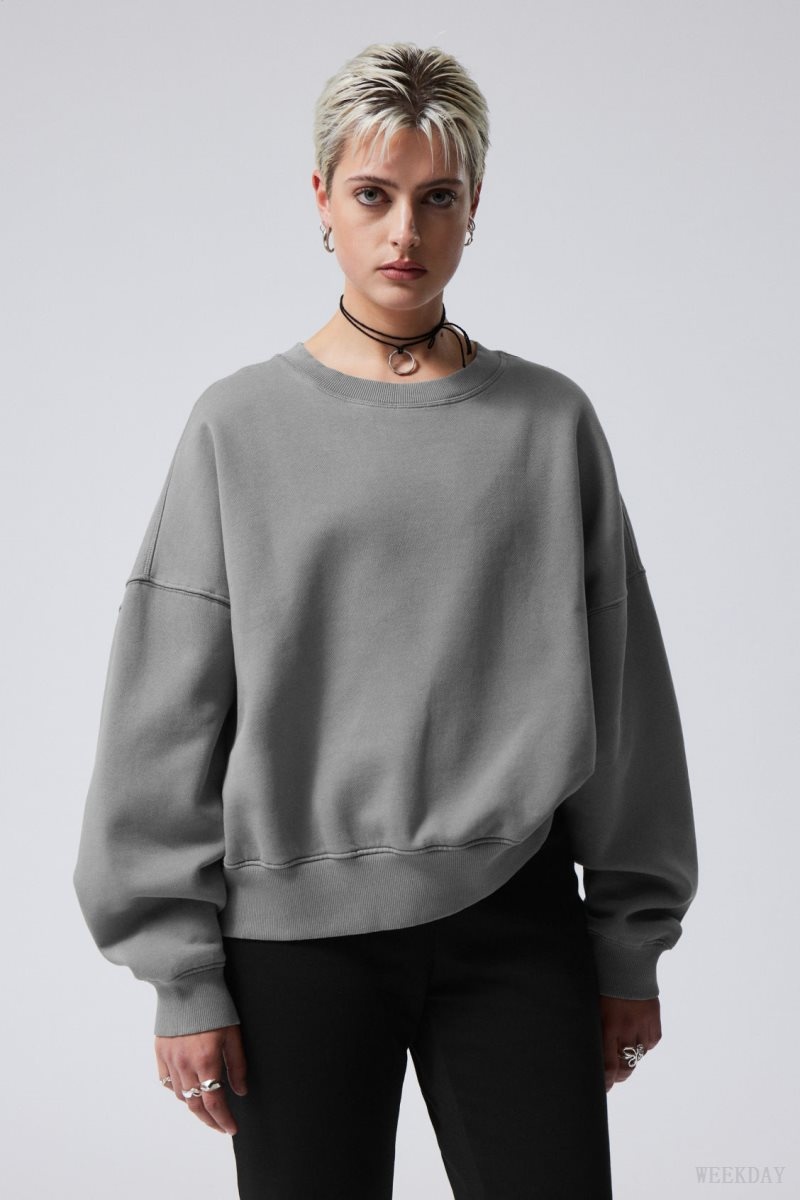 Grey Weekday Wide Heavyweight Sweatshirt | HJLF0618