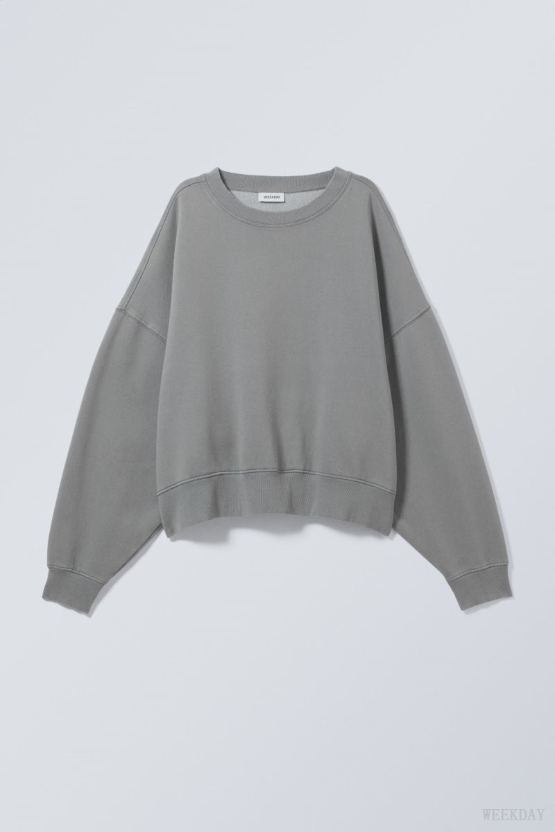 Grey Weekday Wide Heavyweight Sweatshirt | HJLF0618