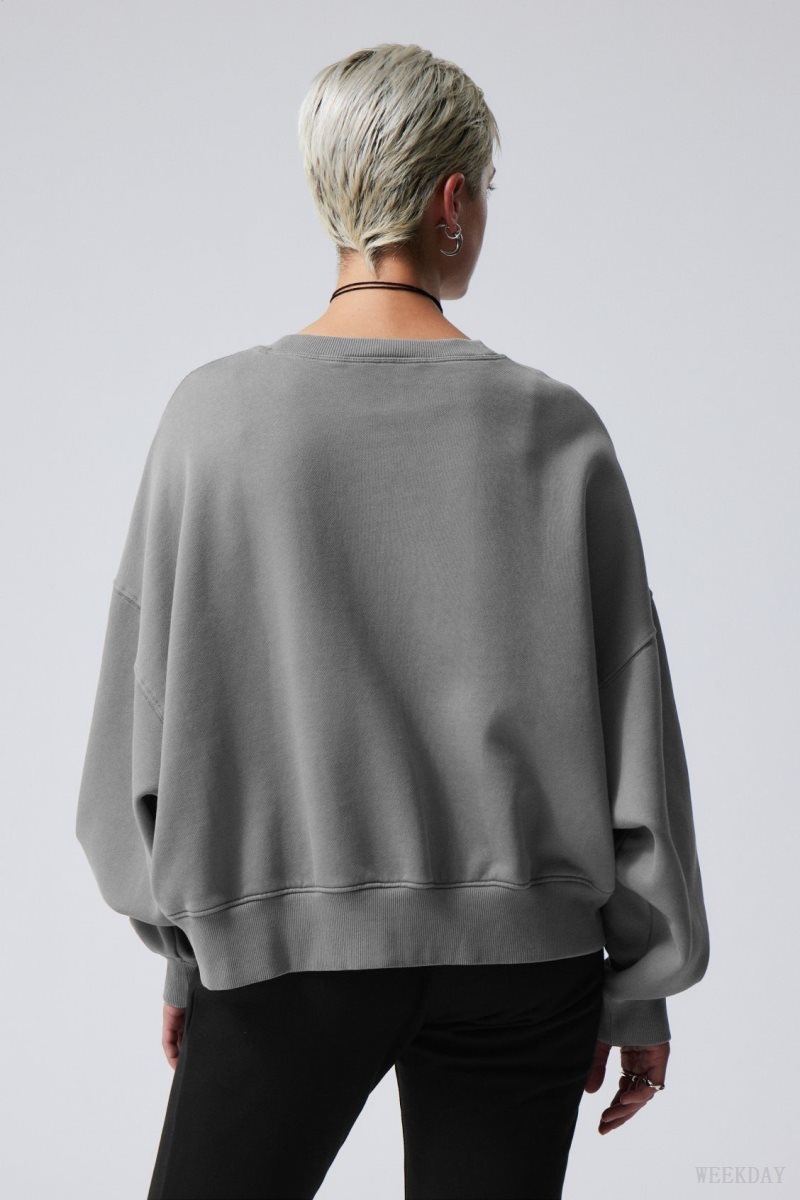 Grey Weekday Wide Heavyweight Sweatshirt | HJLF0618