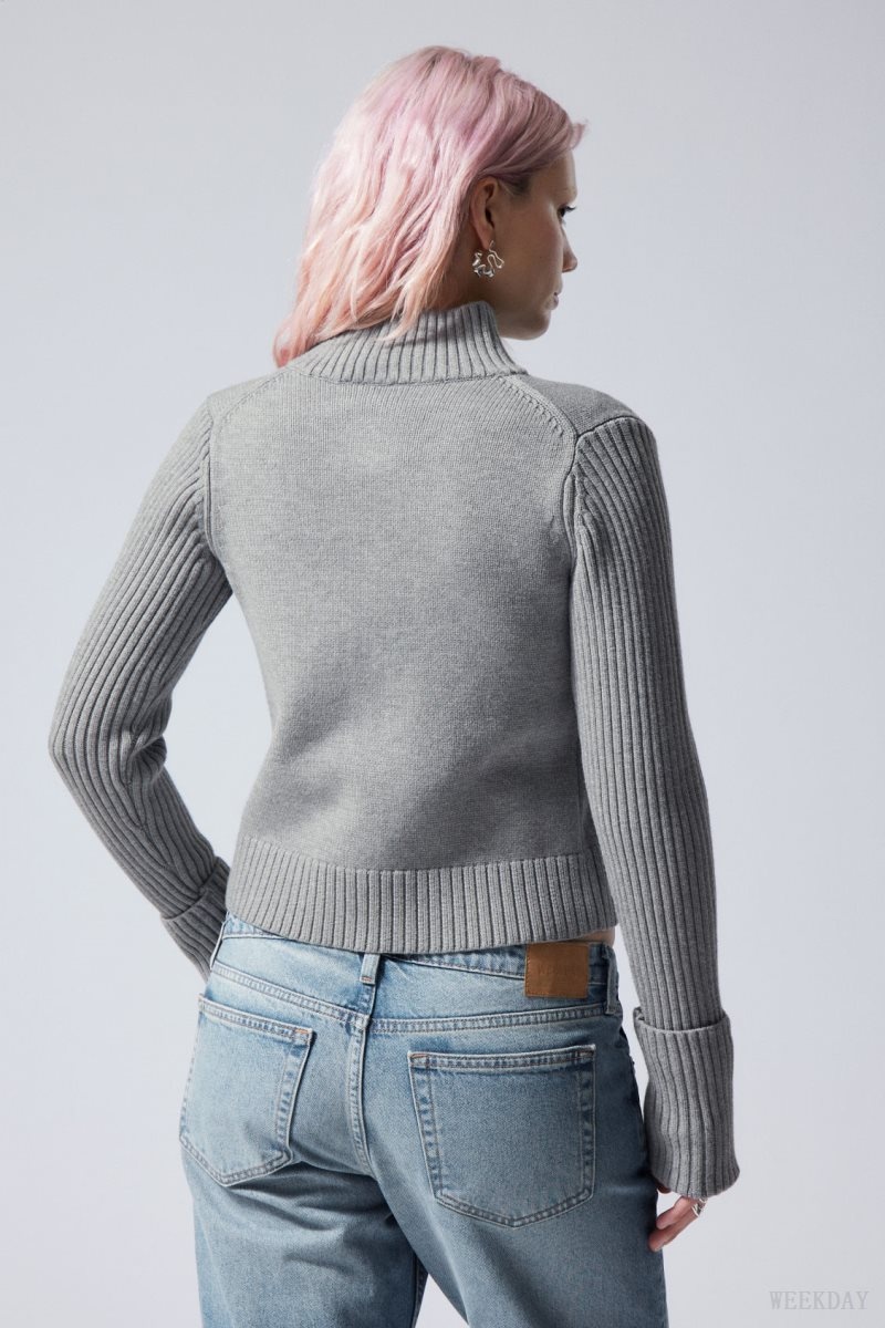 Grey Weekday Winona Zip Cardigan | GEUX3244