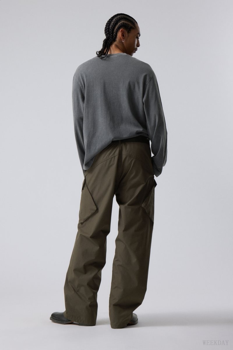 Khaki Green Weekday Astro Loose Asymmetric Cargo Trousers | MRNN8749