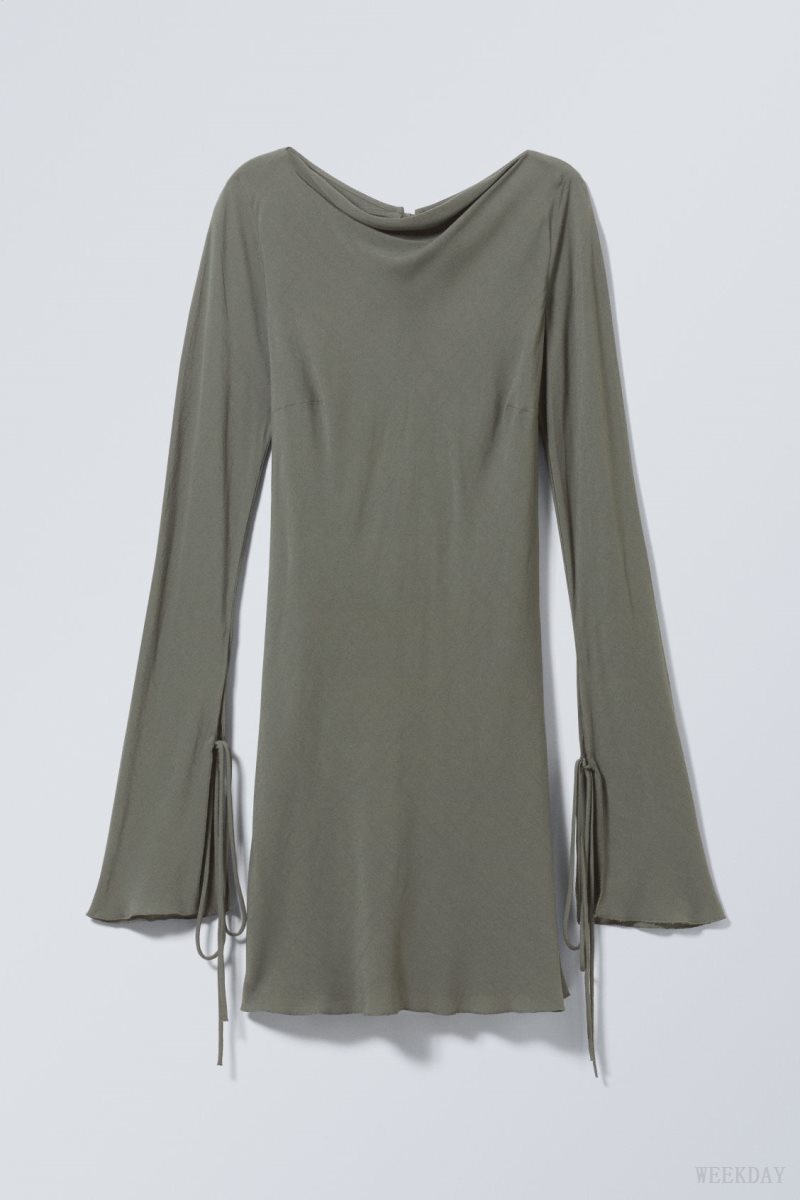 Khaki Green Weekday Bella Mini Dress | CWUU5335