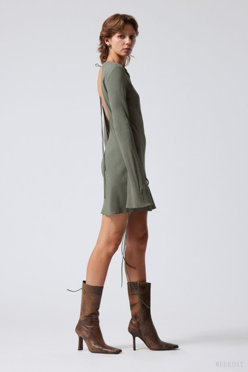 Khaki Green Weekday Bella Mini Dress | CWUU5335