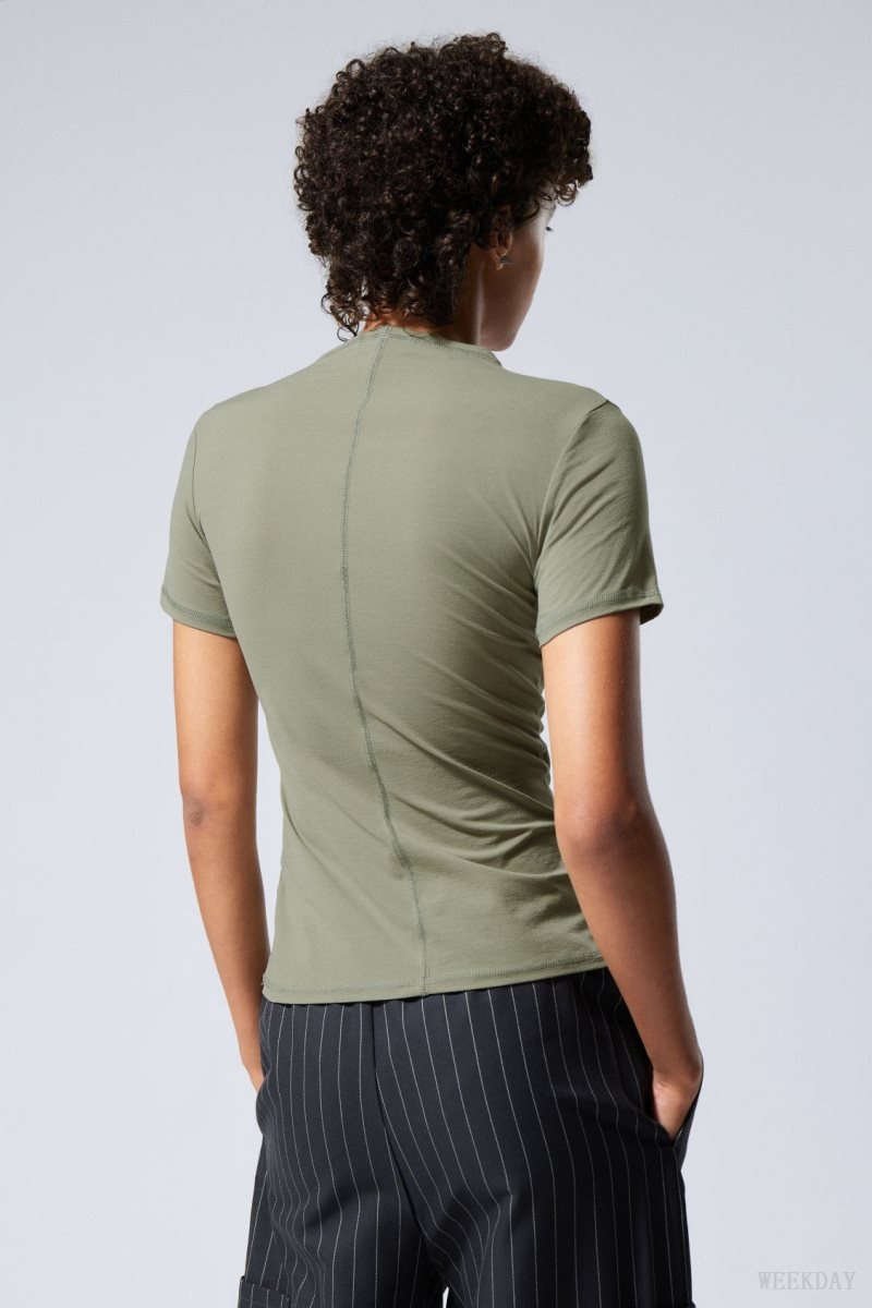 Khaki Green Weekday Jen Mockneck Top | GZTL1369