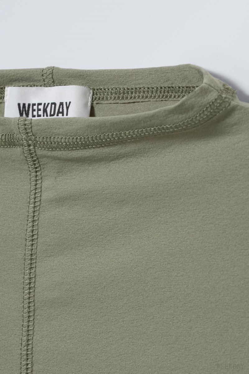 Khaki Green Weekday Jen Mockneck Top | GZTL1369