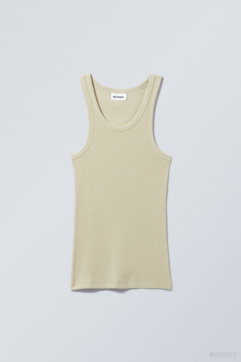 Khaki Weekday Close Fitted Tank Top | BPYF8765