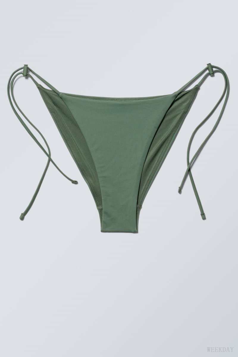 Khaki Weekday Drawstring Bikini Bottoms | WXEM3468