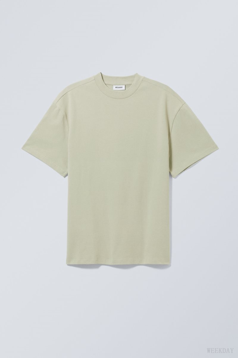 Khaki Weekday Great Heavyweight T-shirt | KDCZ5258