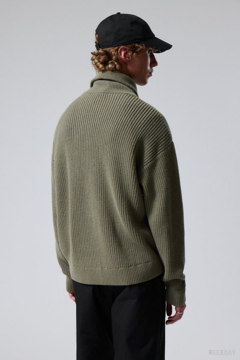 Khaki Weekday Harry Wool Blend Sweater | WGHE6096