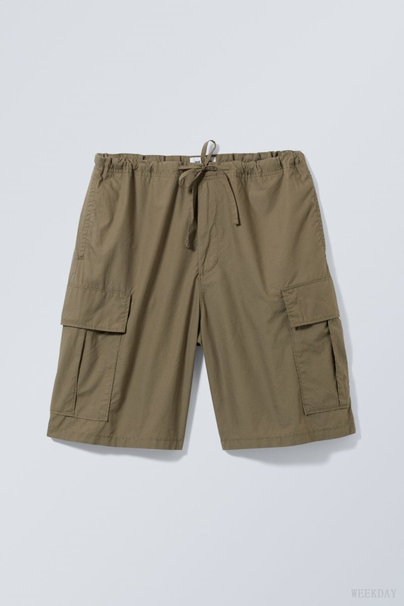 Khaki Weekday Parachute Loose Cargo Shorts | EPKF6155