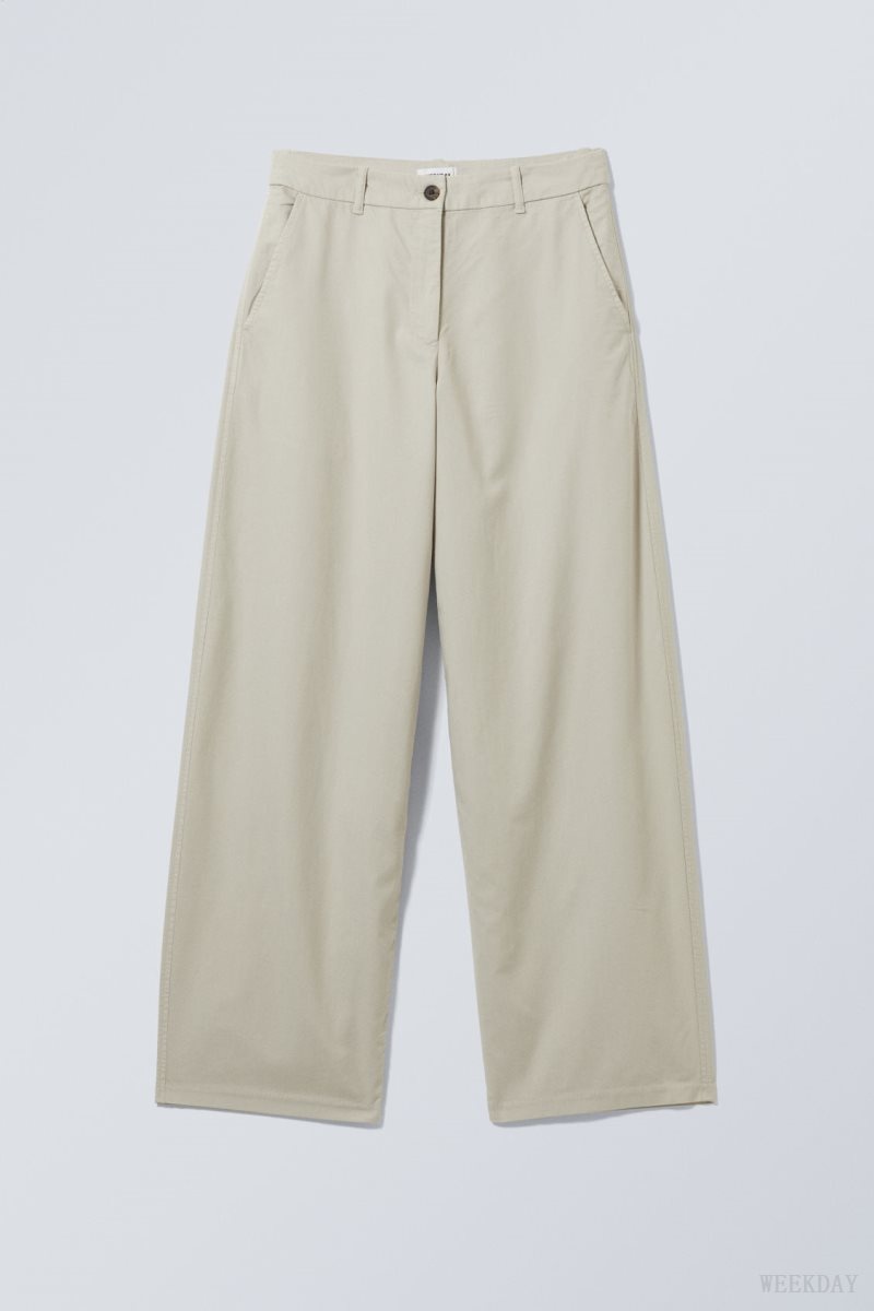 Light Beige Weekday Elio Wide Trousers | SBWA7238