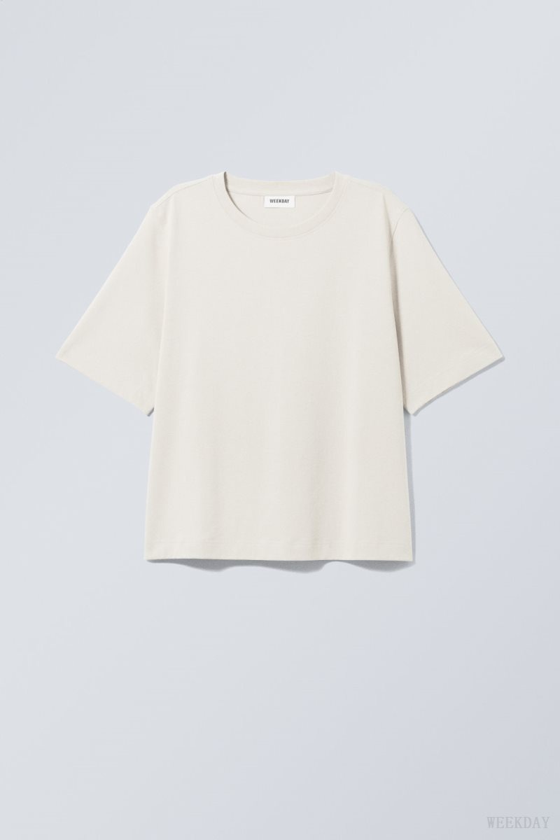 Light Beige Weekday Perfect Boxy T-shirt | DRDN3121