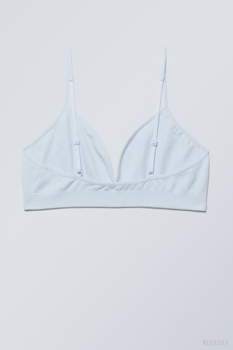 Light Blue Weekday Cat Soft Triangle Bra Bra | JXCD0973