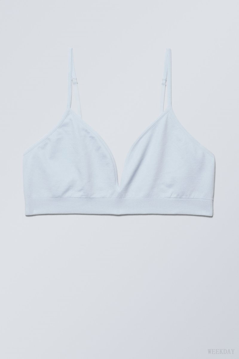 Light Blue Weekday Cat Soft Triangle Bra Bra | JXCD0973