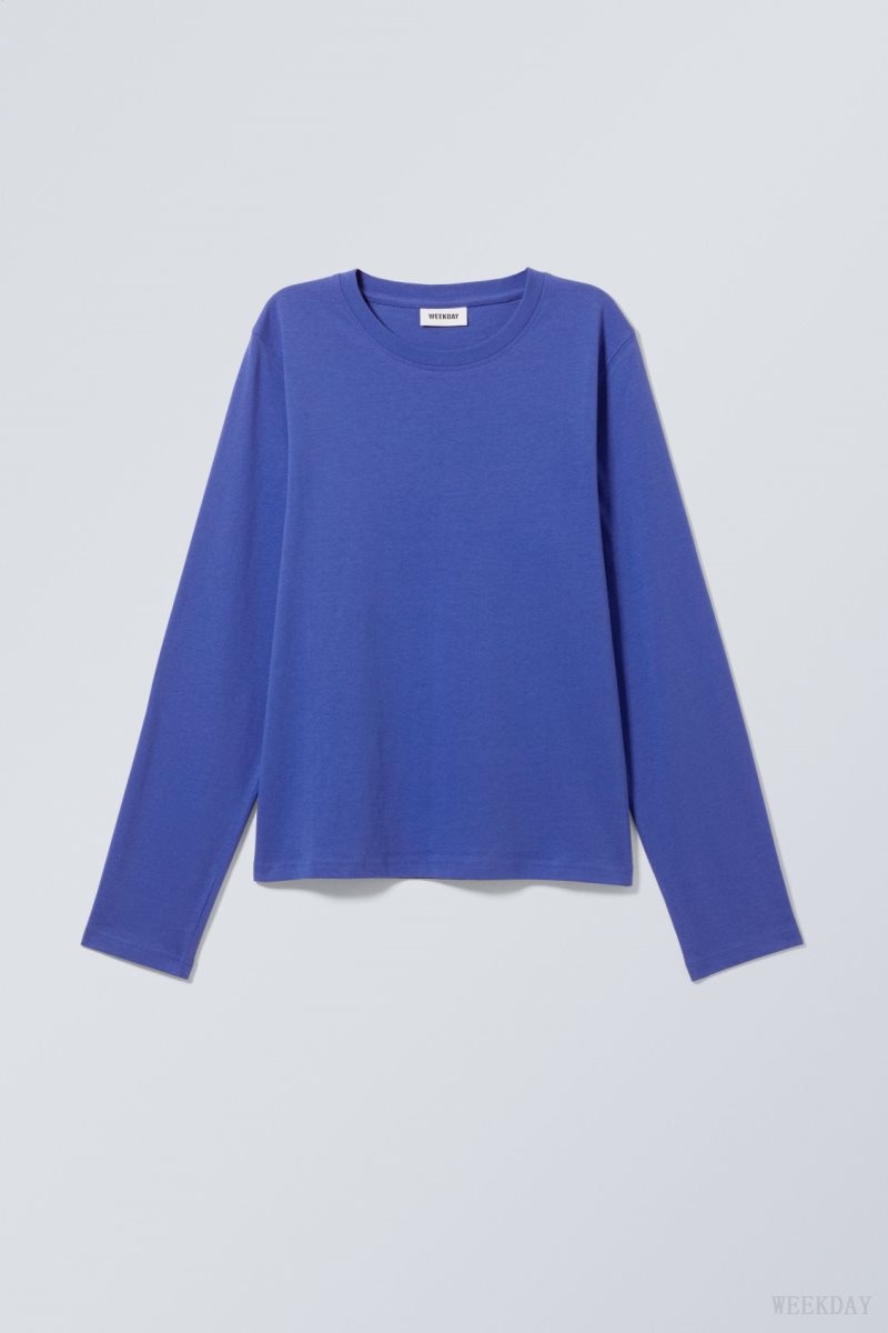 Light Blue Weekday Essence Standard Long Sleeve | KGDN7885