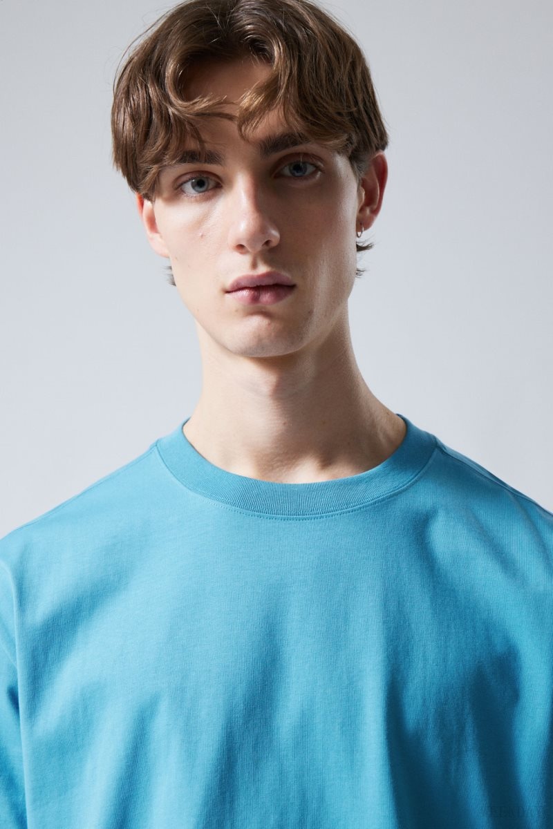 Light Blue Weekday Oversized Heavyweight T-shirt | QFYE9039