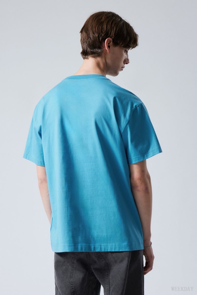 Light Blue Weekday Oversized Heavyweight T-shirt | QFYE9039