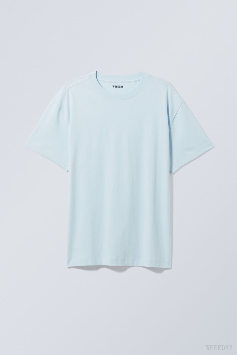 Light Blue Weekday Oversized Heavyweight T-shirt | SLMZ2307