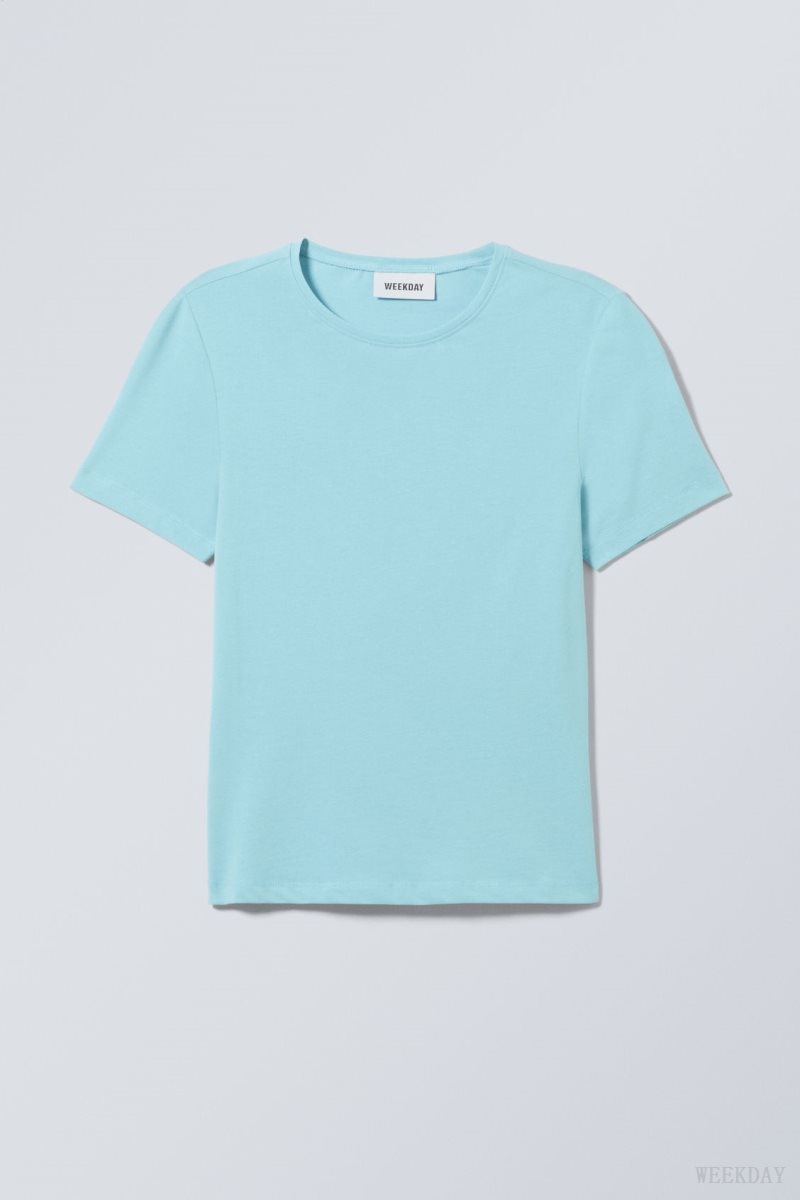 Light Blue Weekday Slim Fitted T-shirt | OUWM7022