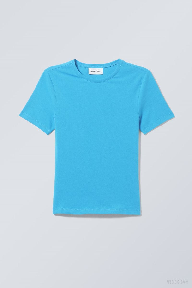 Light Blue Weekday Slim Fitted T-shirt | PNEW4953