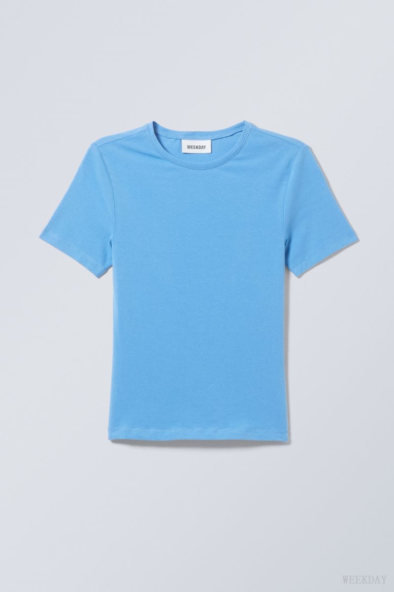 Light Blue Weekday Slim Fitted T-shirt | TPBS9193