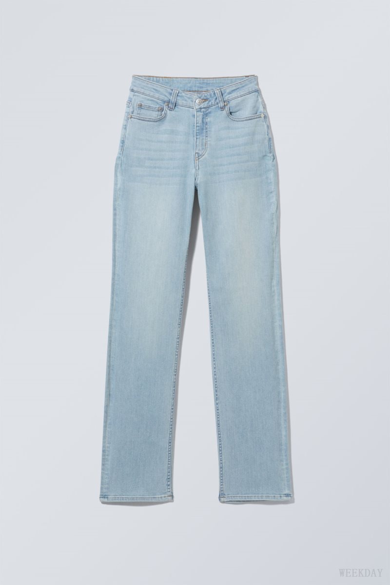 Light Blue Weekday Twig Curve Mid Straight Jeans | XVHV6738