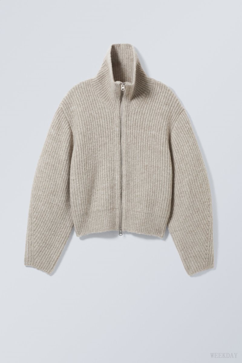 Light Dusty Mole Weekday Bea Zip Cardigan | SBFN7910