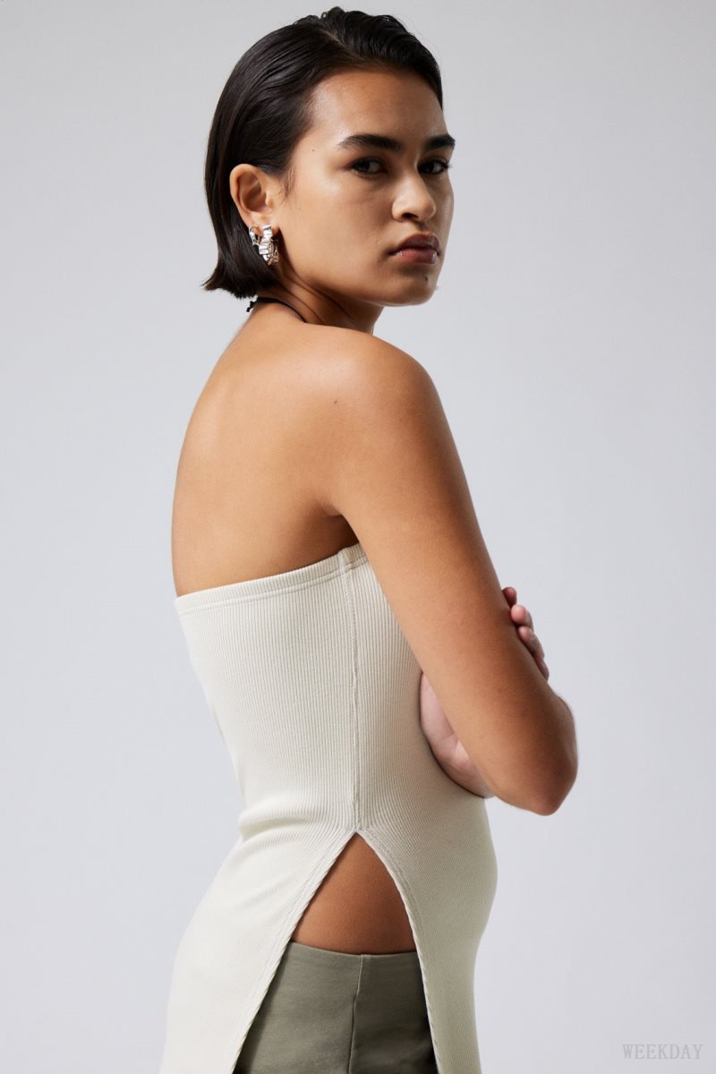 Light Dusty Mole Weekday Cybele Slit Tube Top | NQOF2232