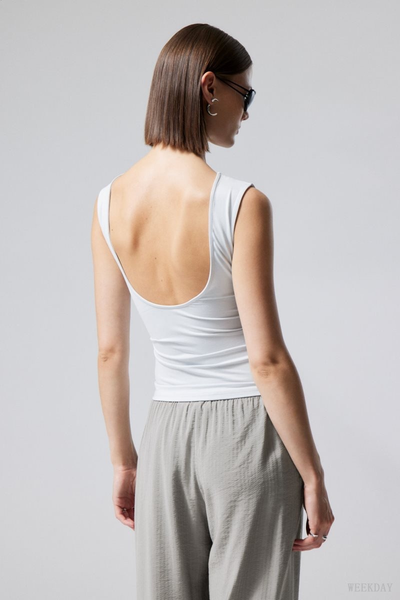 Light Grey Weekday Alba Open Back Top | VZXZ6076