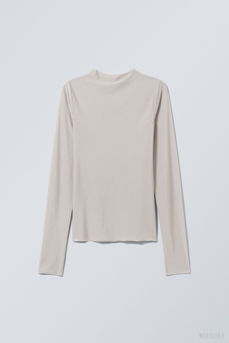 Light Grey Weekday Allison Longsleeved Turtleneck Top | IWHU7129