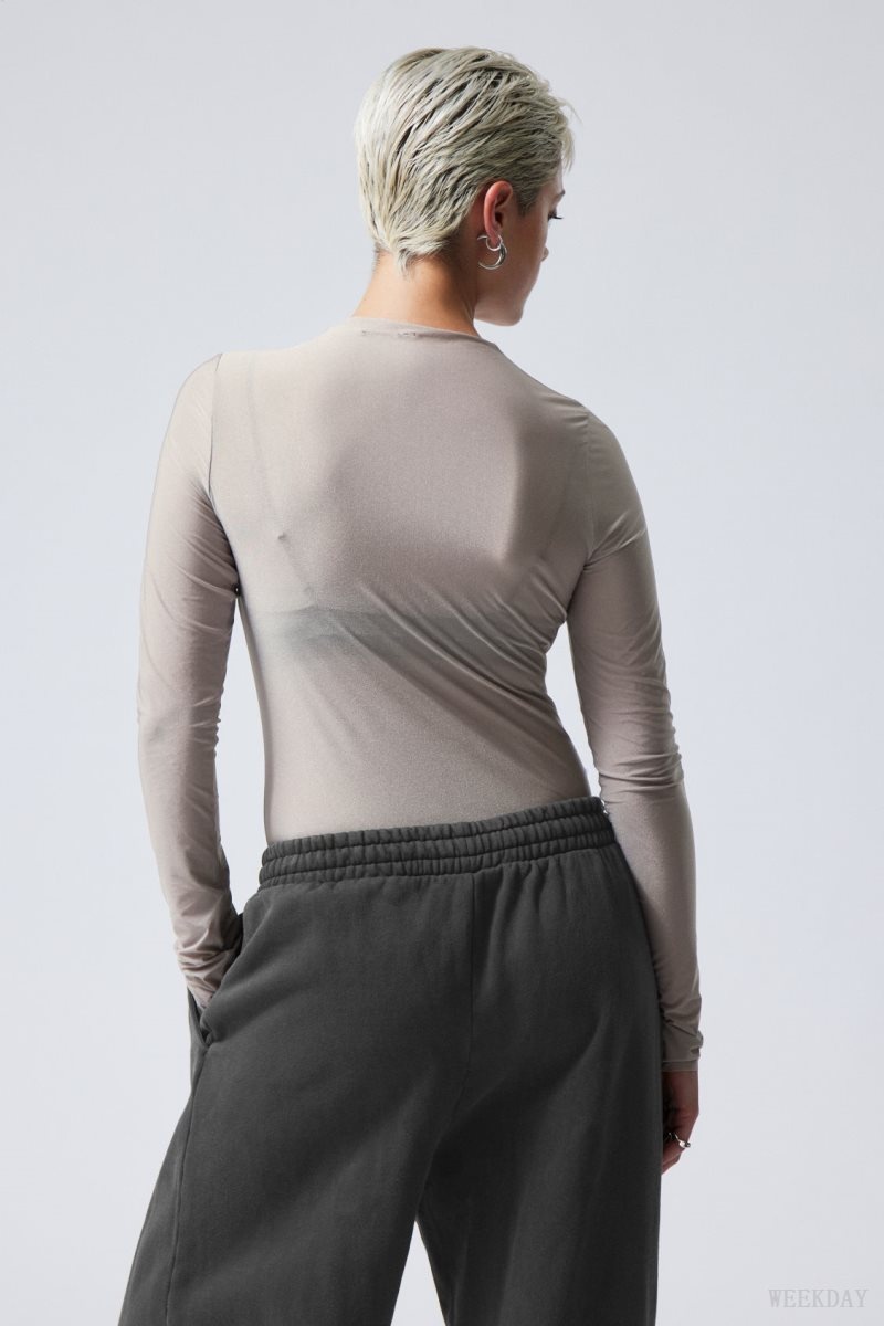 Light Grey Weekday Allison Longsleeved Turtleneck Top | IWHU7129