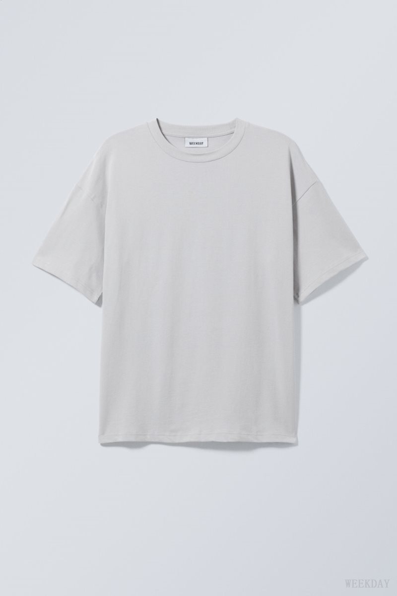 Light Grey Weekday Great Boxy Heavyweight T-Shirt | PXYJ2265