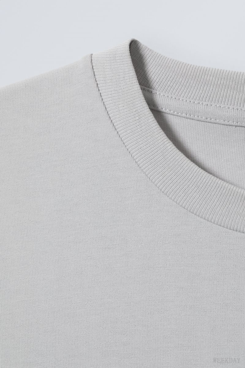 Light Grey Weekday Great Boxy Heavyweight T-Shirt | PXYJ2265