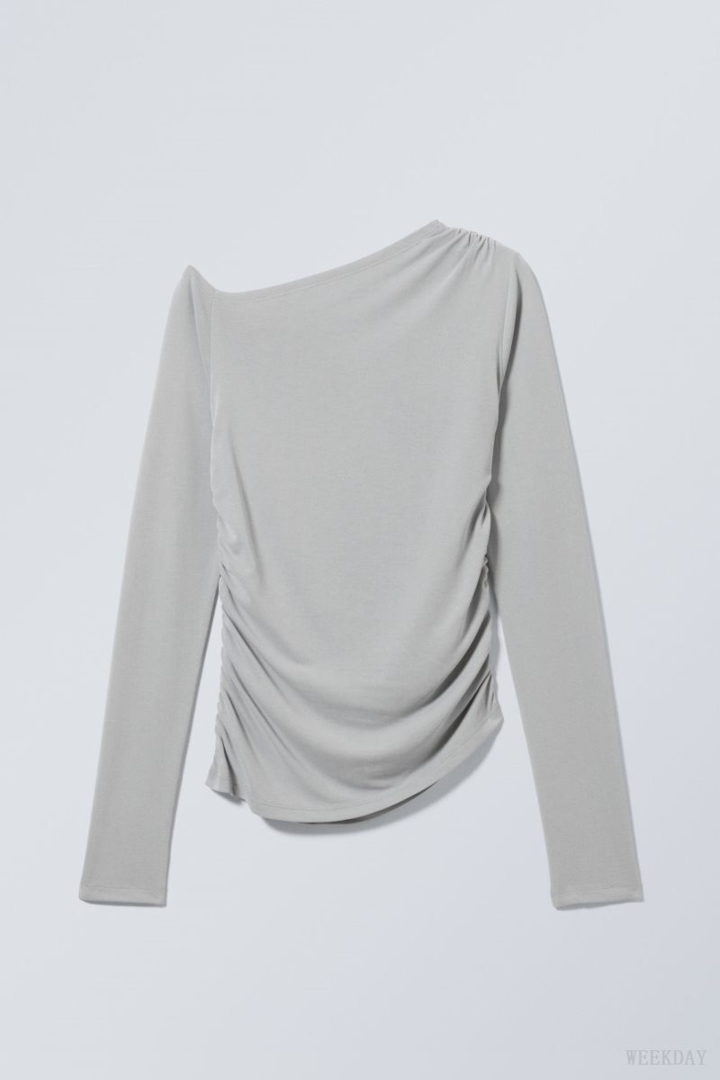 Light Grey Weekday Main Asymmetric Long Sleeve | ANML1719