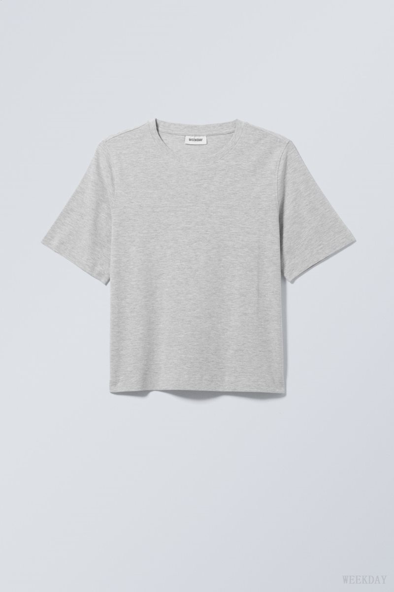 Light Grey Weekday Perfect Boxy T-shirt | VRWX7390