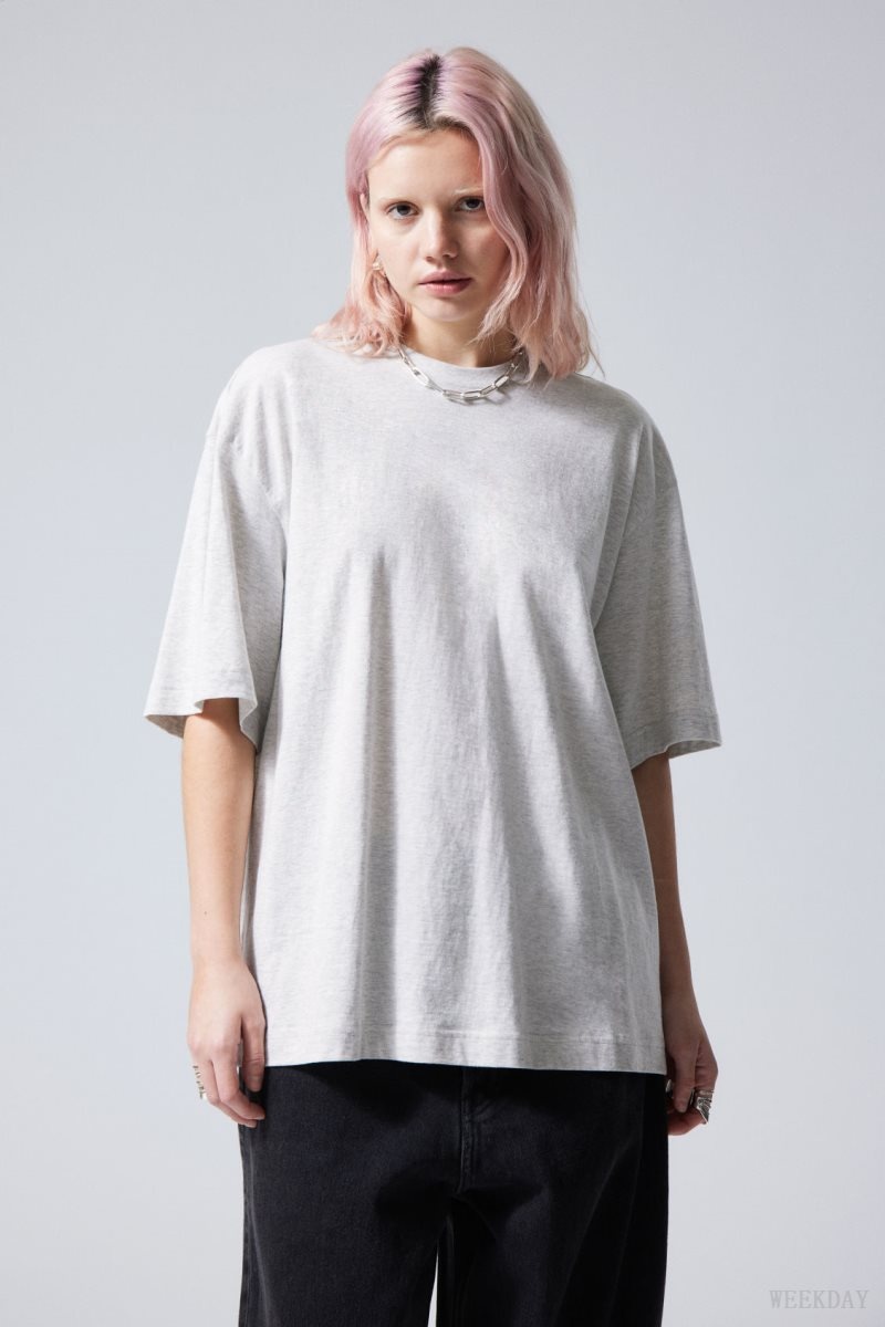 Light Grey Weekday Soft Oversized T-shirt | QXZL1776