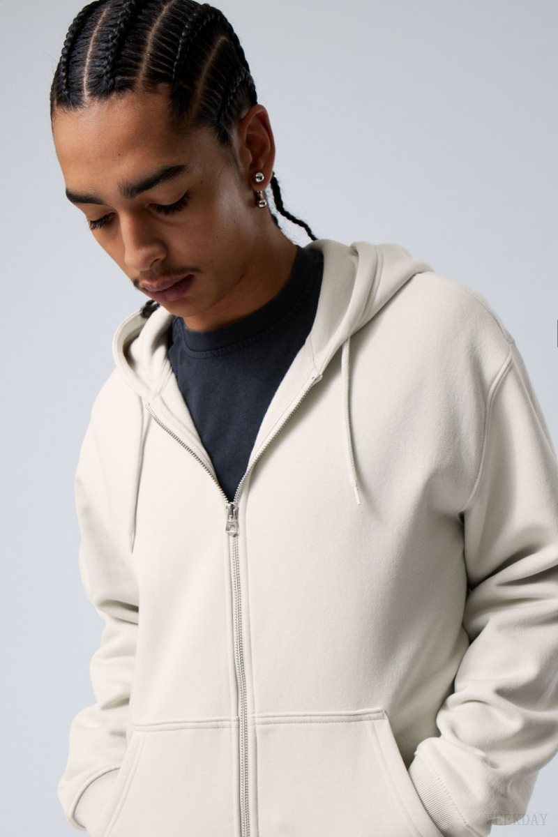 Light Grey Weekday Standard Midweight Zip Hoodie | MUTE2832